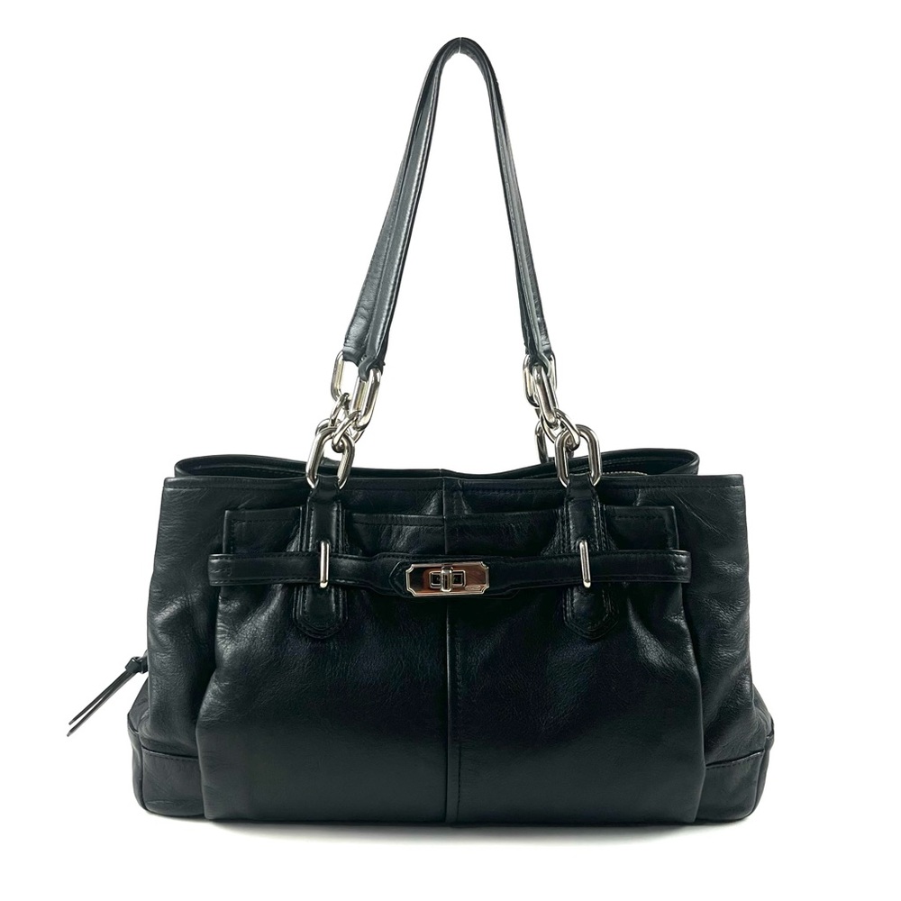 Coach Chelsea Jayden Black Leather Carryall Handbag